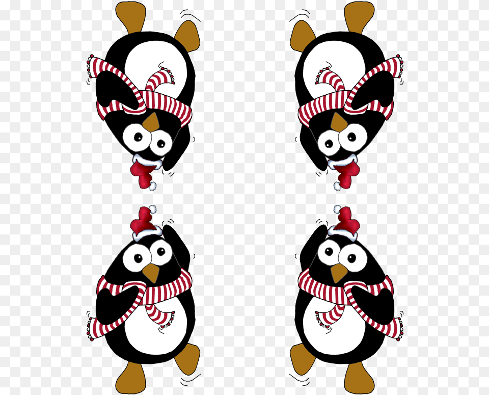 Cartoon Christmas Penguin Wearing A Santa Hat Large, Plush, Toy Png Image