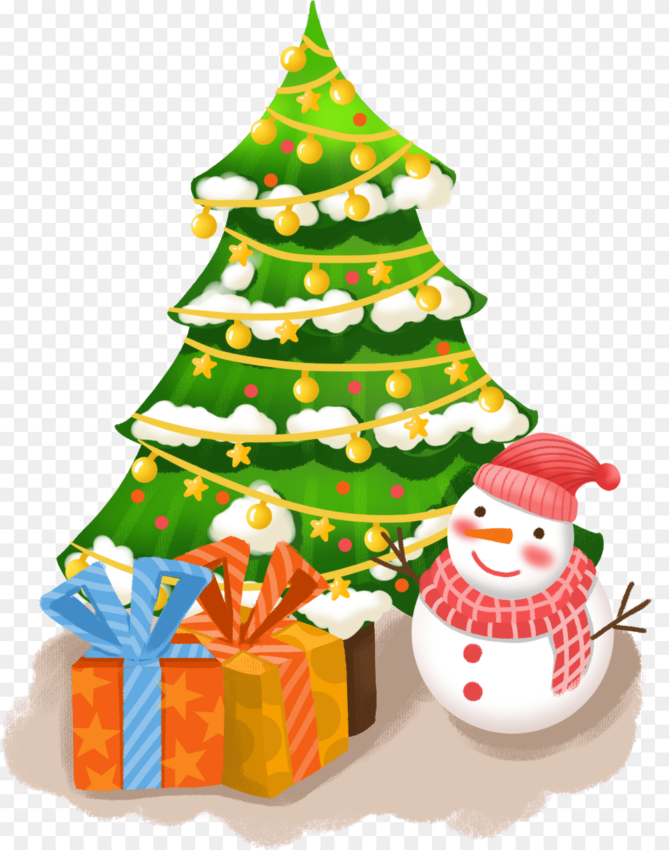 Cartoon Christmas Tree Christmas Tree, Birthday Cake, Cake, Cream, Dessert Png