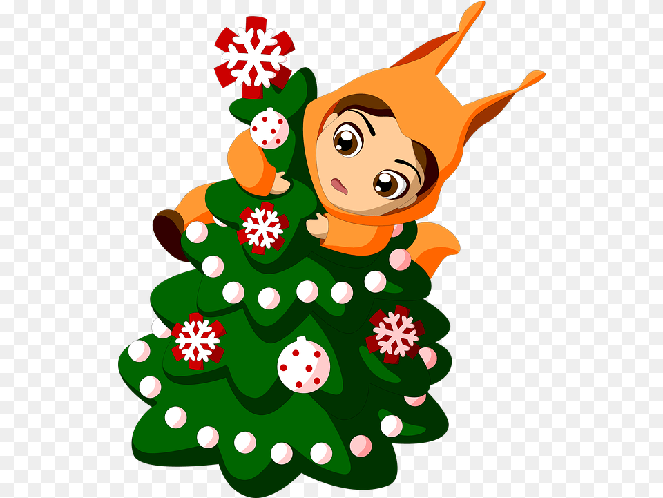 Cartoon Christmas Tree Christmas Tree Carnival Costume Vianon Obrzky Pre Deti, Elf, Art, Graphics, Head Png