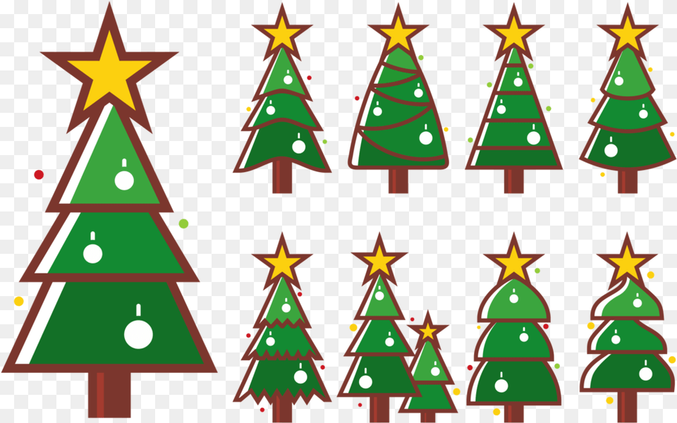 Cartoon Christmas Tree Vector Art Green Christmas Trees Vector, Christmas Decorations, Festival, Baby, Person Png Image