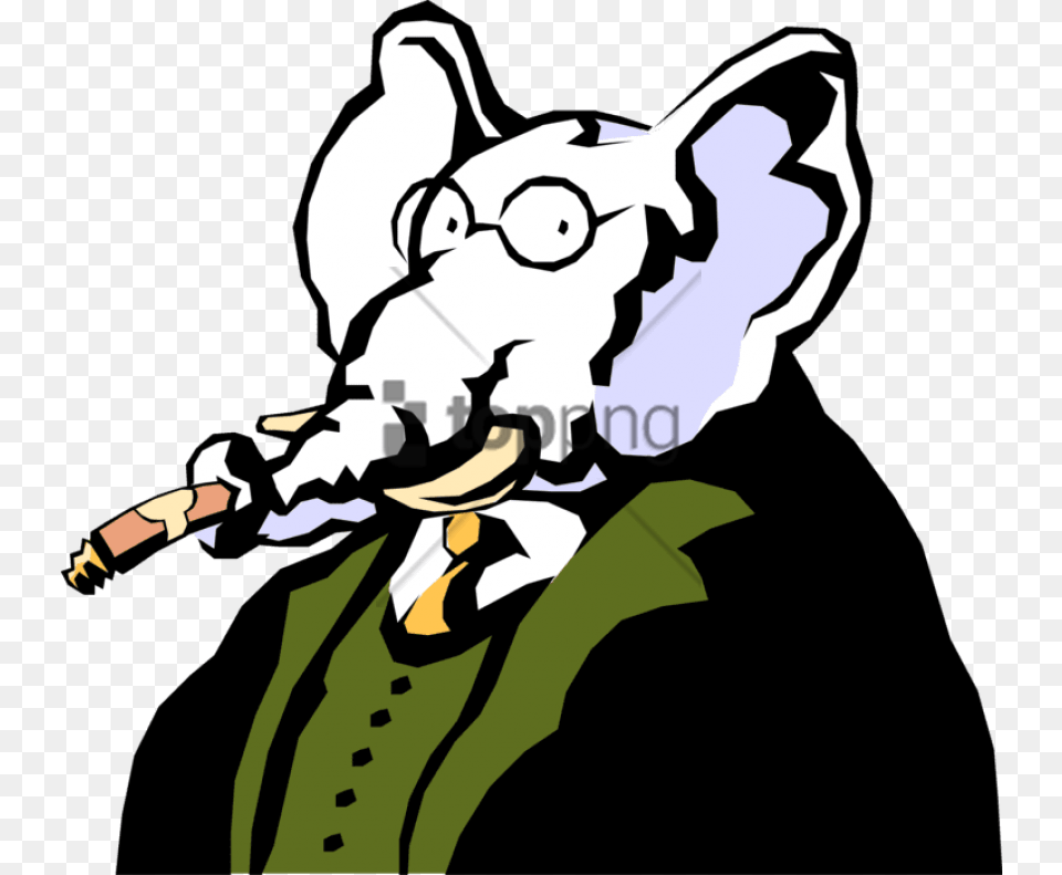 Cartoon Cigar Elephant Smoking A Cigar, Person, Head, Face Png Image