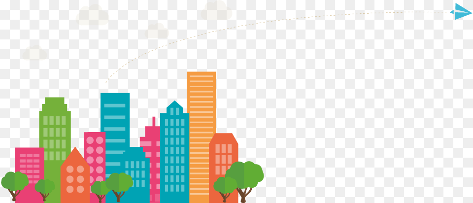 Cartoon City Skyline Real World Application Graphics, Art Free Png