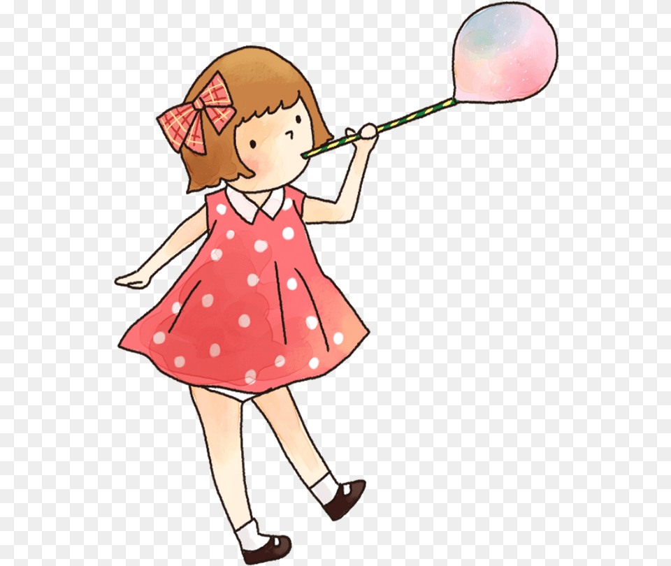 Cartoon Clip Art Blowing Balloon, Girl, Female, Child, Person Png Image