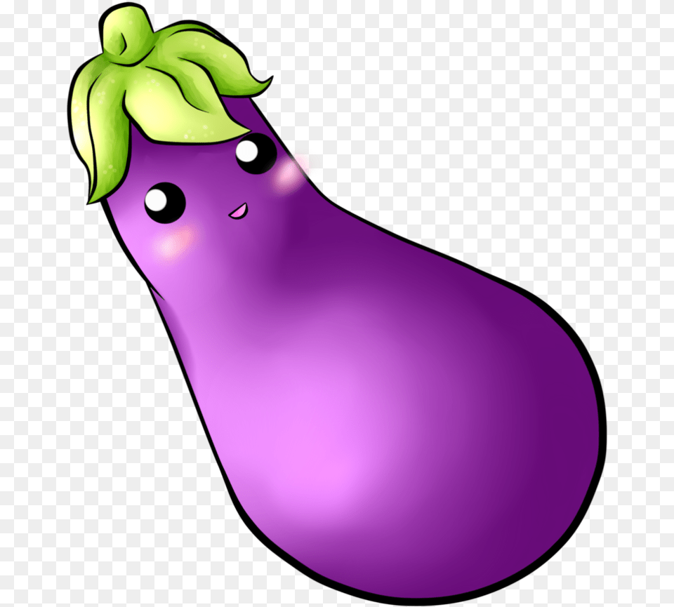 Cartoon Clipart Cute Eggplant, Food, Produce, Purple, Plant Free Png