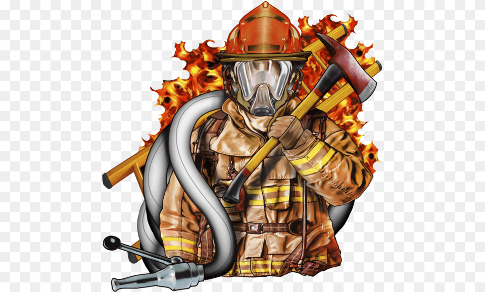 Cartoon Clipart Firefighter, Axe, Device, Tool, Weapon Png Image
