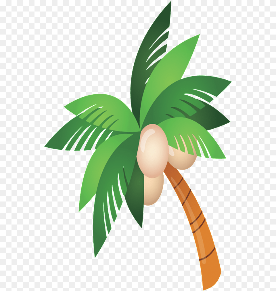Cartoon Coconut Tree Beautiful Illustration Coconut, Plant, Palm Tree, Leaf, Fruit Free Png Download