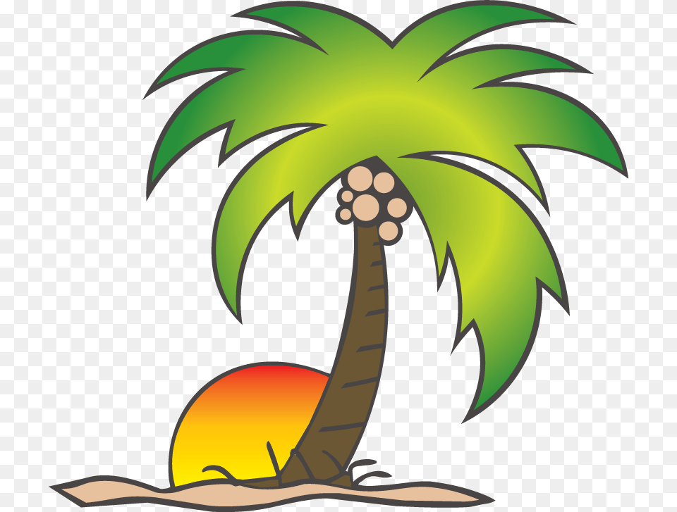 Cartoon Coconut Tree Cartoon Palm Tree, Plant, Palm Tree, Vegetation, Fish Free Transparent Png