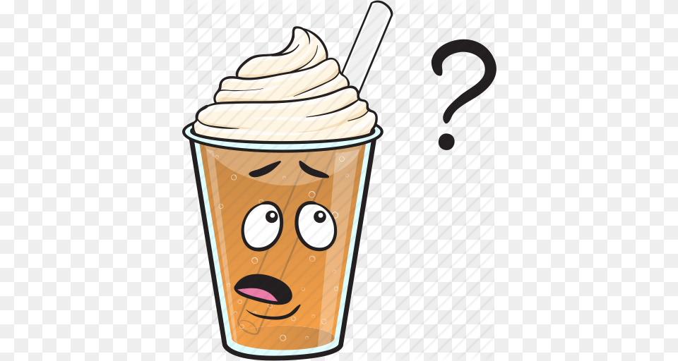 Cartoon Coffee Cup Emoji Iced Plastic Icon, Cream, Dessert, Food, Ice Cream Png