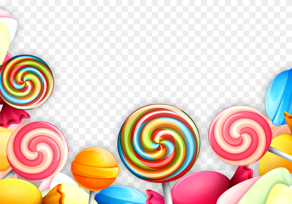 Cartoon Colored Lollipop Decoration Vector About Hand Colorful Lollipop Vector, Candy, Food, Sweets Png Image