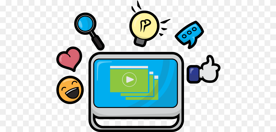Cartoon Computer With Access To Social Media Sites, Electronics Png