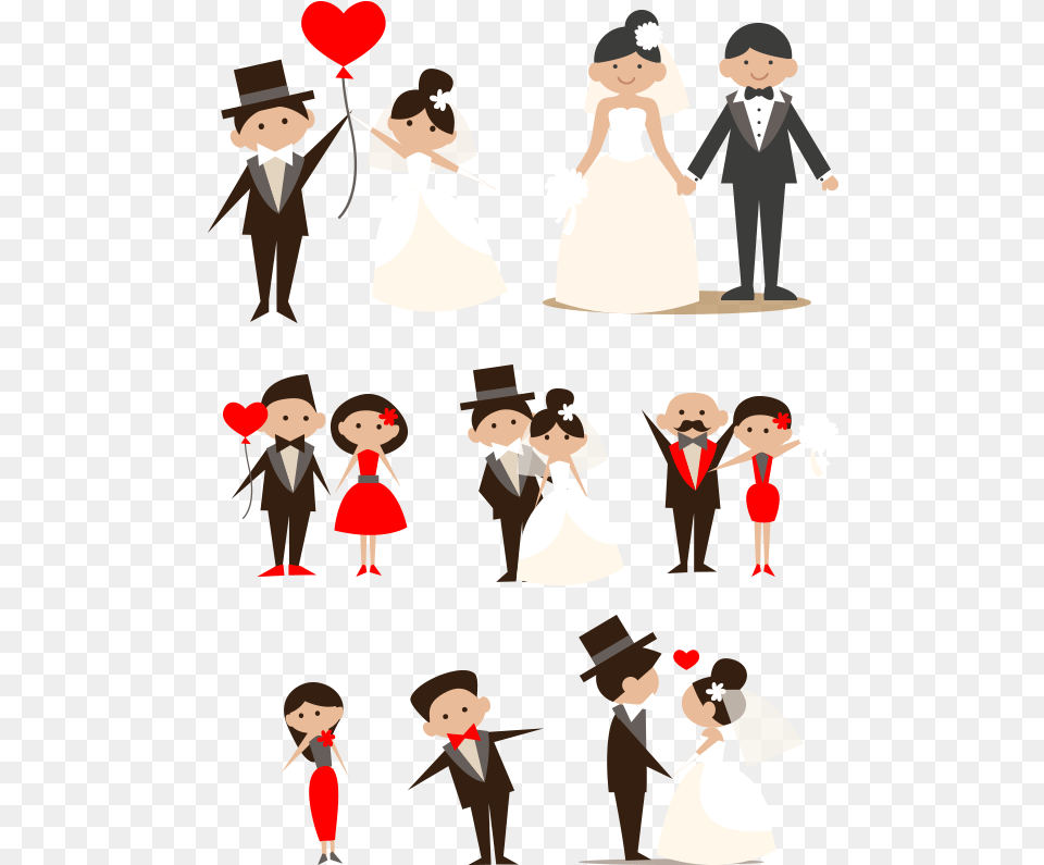 Cartoon Couple Clip Art Hand Drawn Bride Wedding Cartoon, Formal Wear, Person, Adult, Female Png