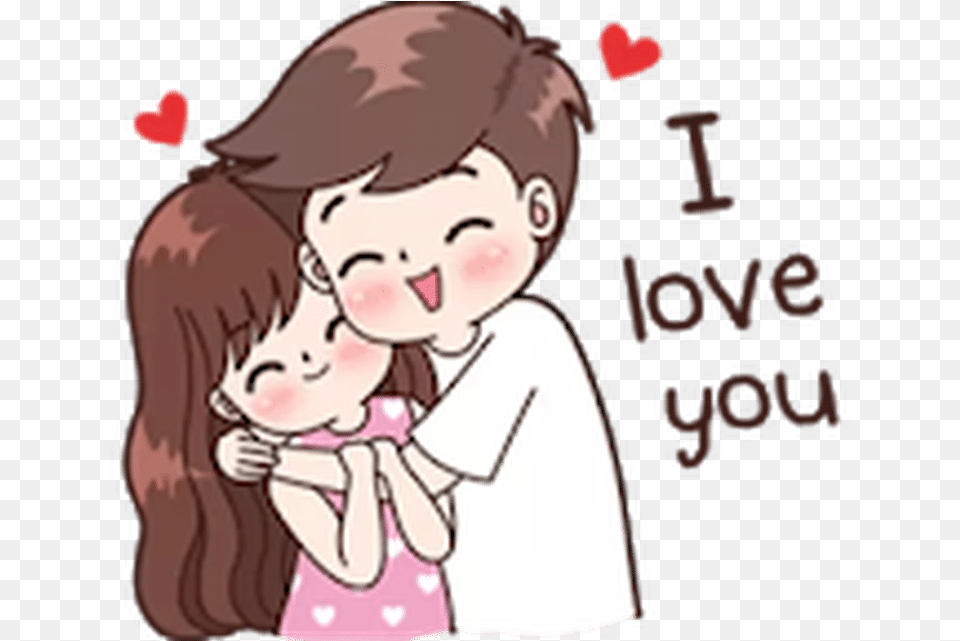 Cartoon Couple Love You, Baby, Kissing, Person, Romantic Png Image