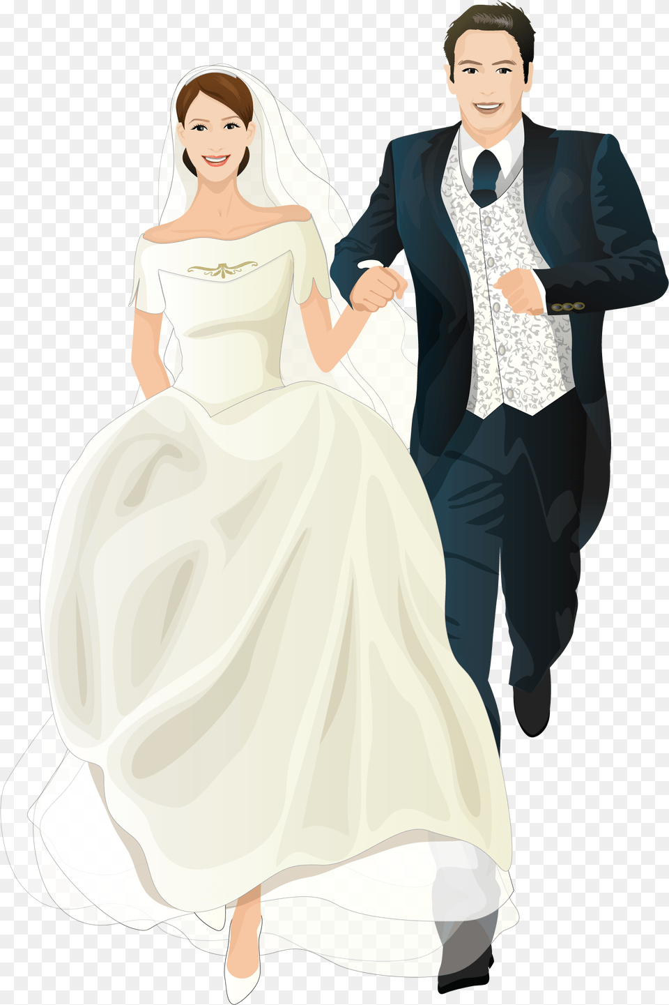 Cartoon Couple Suit Wedding, Gown, Fashion, Dress, Clothing Free Transparent Png