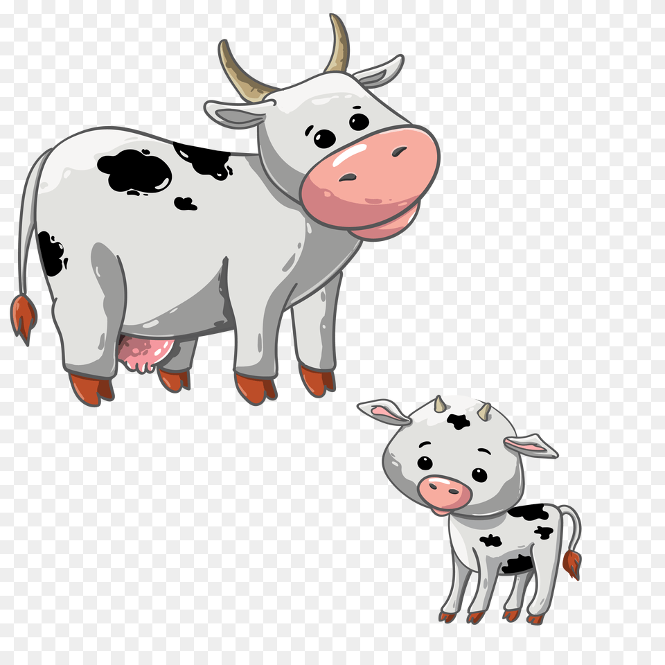 Cartoon Cow And Calf Vectors For Animal, Mammal, Pig, Livestock Free Png Download