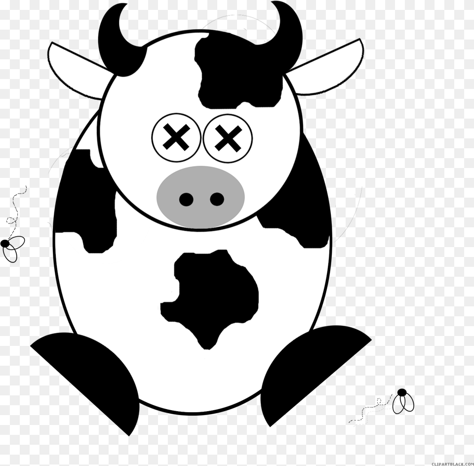 Cartoon Cow Animal Black White Clipart Images Dead Cow Clip Art, Stencil, Cattle, Livestock, Mammal Png