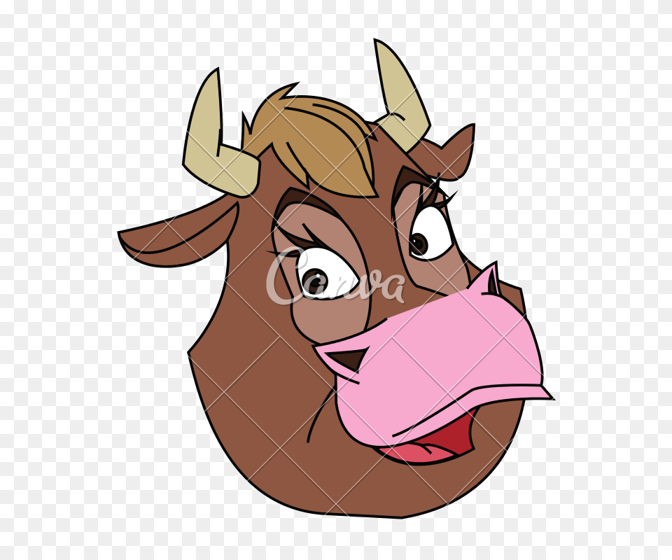 Cartoon Cow Head, Baby, Person, Face Png Image