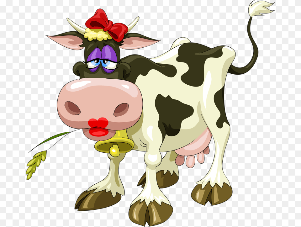 Cartoon Cow With Makeup, Animal, Cattle, Dairy Cow, Livestock Png