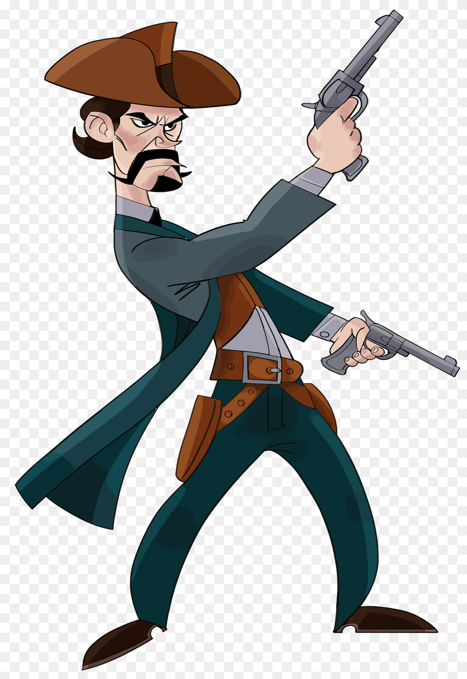 Cartoon Cowboy Clipart, Person, Weapon, Gun, Face Free Transparent Png