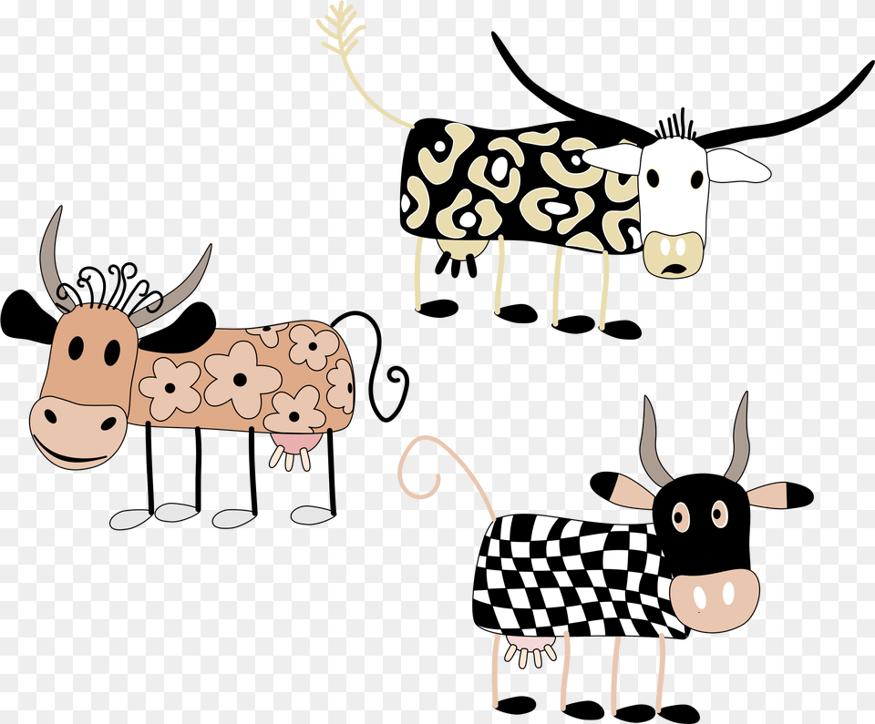 Cartoon Cows Cattle, Animal, Cow, Livestock, Mammal Png