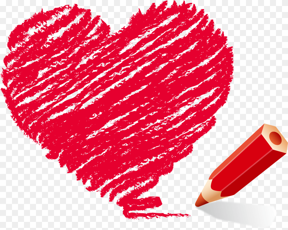 Cartoon Crayon Heartshaped 1251 Heart Cartoon, Pencil, Dynamite, Weapon, Cosmetics Free Png