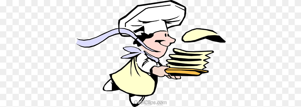 Cartoon Crepes Chef Royalty Vector Clip Art Illustration Hotcakes Emporium, Fruit, Banana, Produce, Cutlery Free Transparent Png