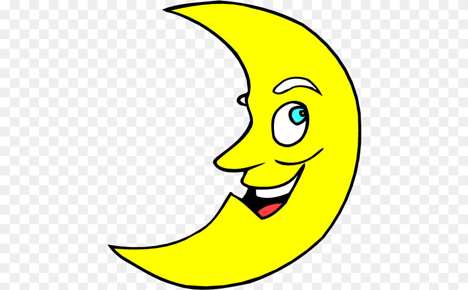 Cartoon Crescent Moon With A Funny Faces Clip Cliparts Moon, Banana, Food, Fruit, Plant Free Png Download