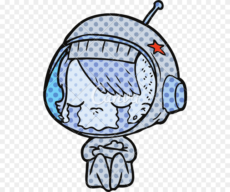 Cartoon Crying Astronaut Girl With Helmet Vector Illustration Free Png