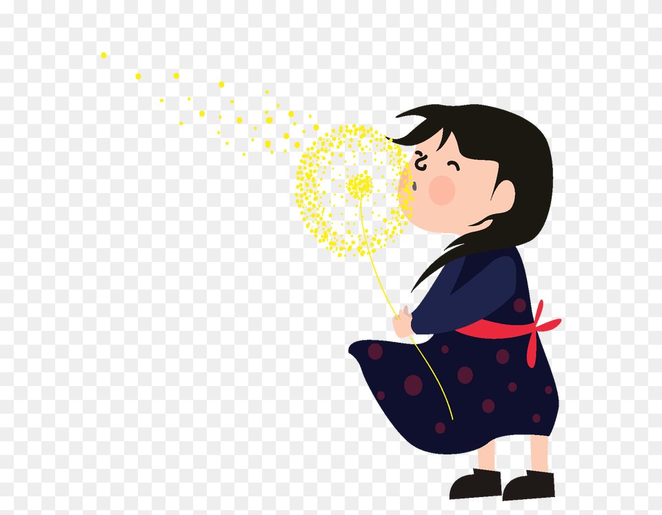 Cartoon Cute Girl Blowing Bubble Elements Vector, Clothing, Dress, Fashion, Gown Free Png Download