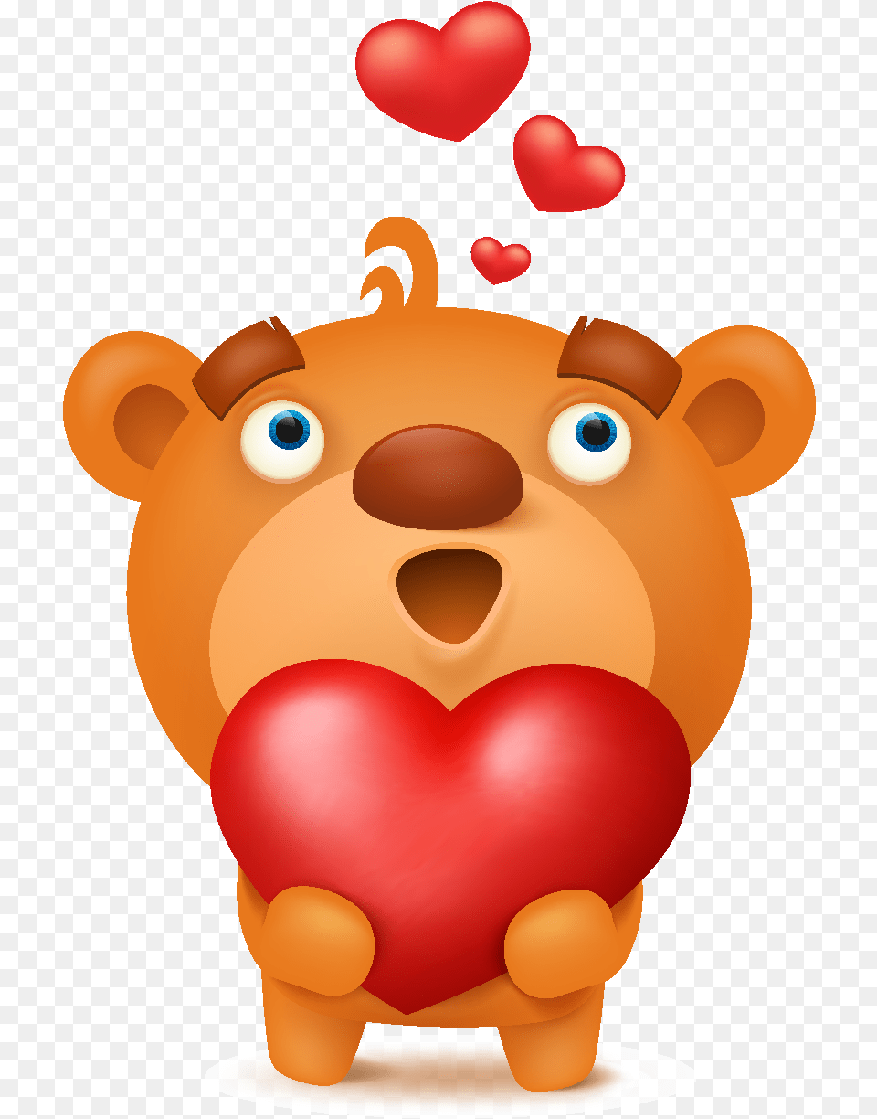 Cartoon Cute Heart Shaped Bear Element Lustige Herzen, Piggy Bank Free Png