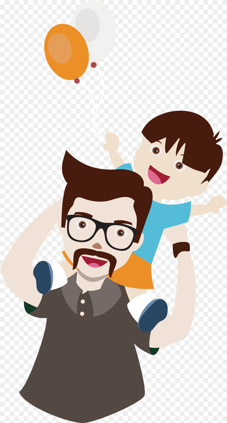 Cartoon Dad Picture Dad, Balloon, Baby, Person, Face Free Png