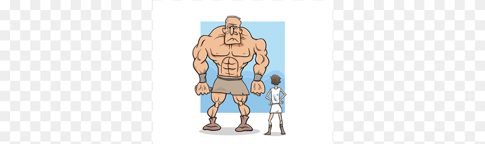 Cartoon David And Goliath, Adult, Person, Man, Male Png