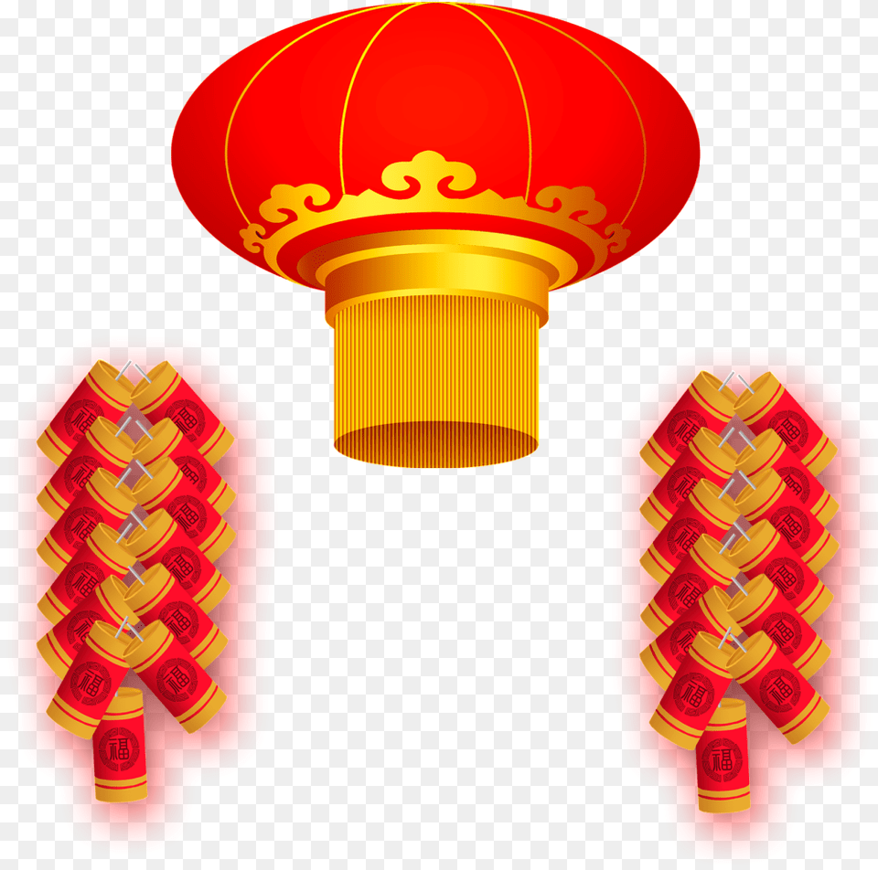 Cartoon Decoration Vector About Red Lanterns Firecrackers Mid Autumn Festival, Lamp, Lantern, Food, Ketchup Free Png Download