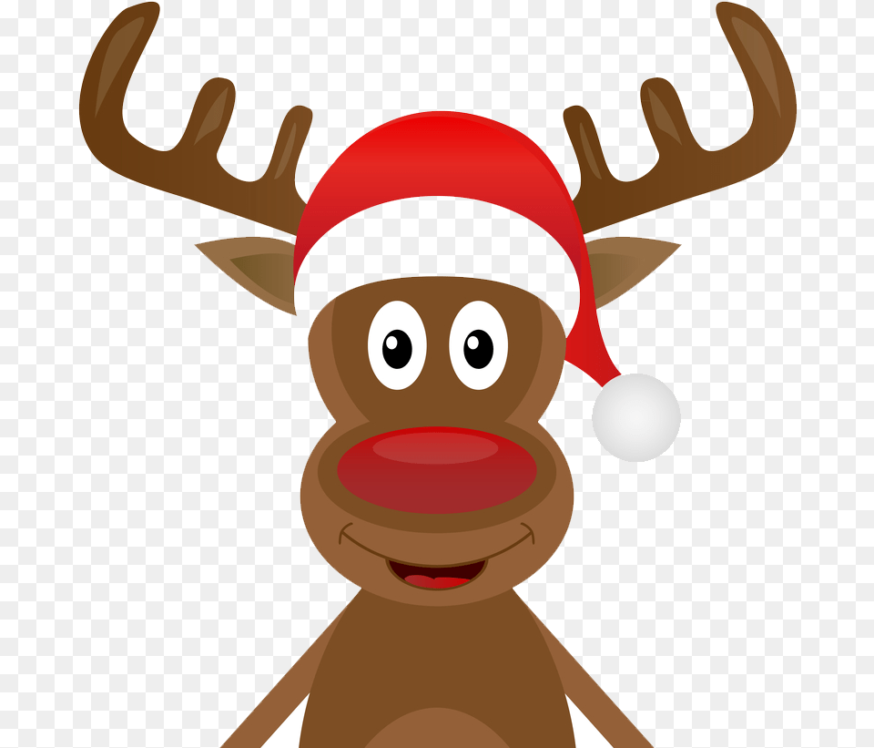 Cartoon Deer Santa Claus Reindeer Snowman, Animal, Mammal, Wildlife, Face Free Png