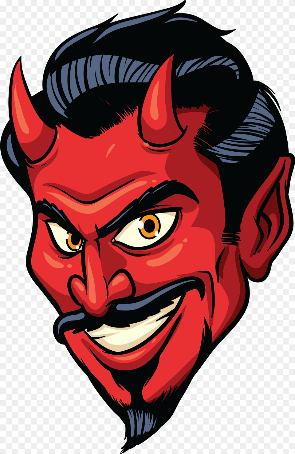 Cartoon Devil Goatee, Art, Painting, Face, Head Png Image