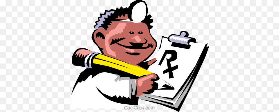 Cartoon Doctor Royalty Vector Clip Art Illustration Doctor Writing Prescription Cartoon, People, Person, Baby, Text Png Image