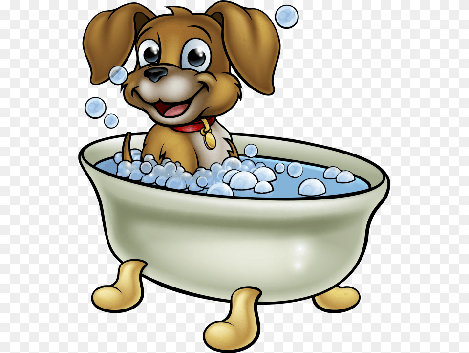 Cartoon Dog Bath Cartoon Dog Taking A Bath, Bathing, Bathtub, Person, Tub Png Image