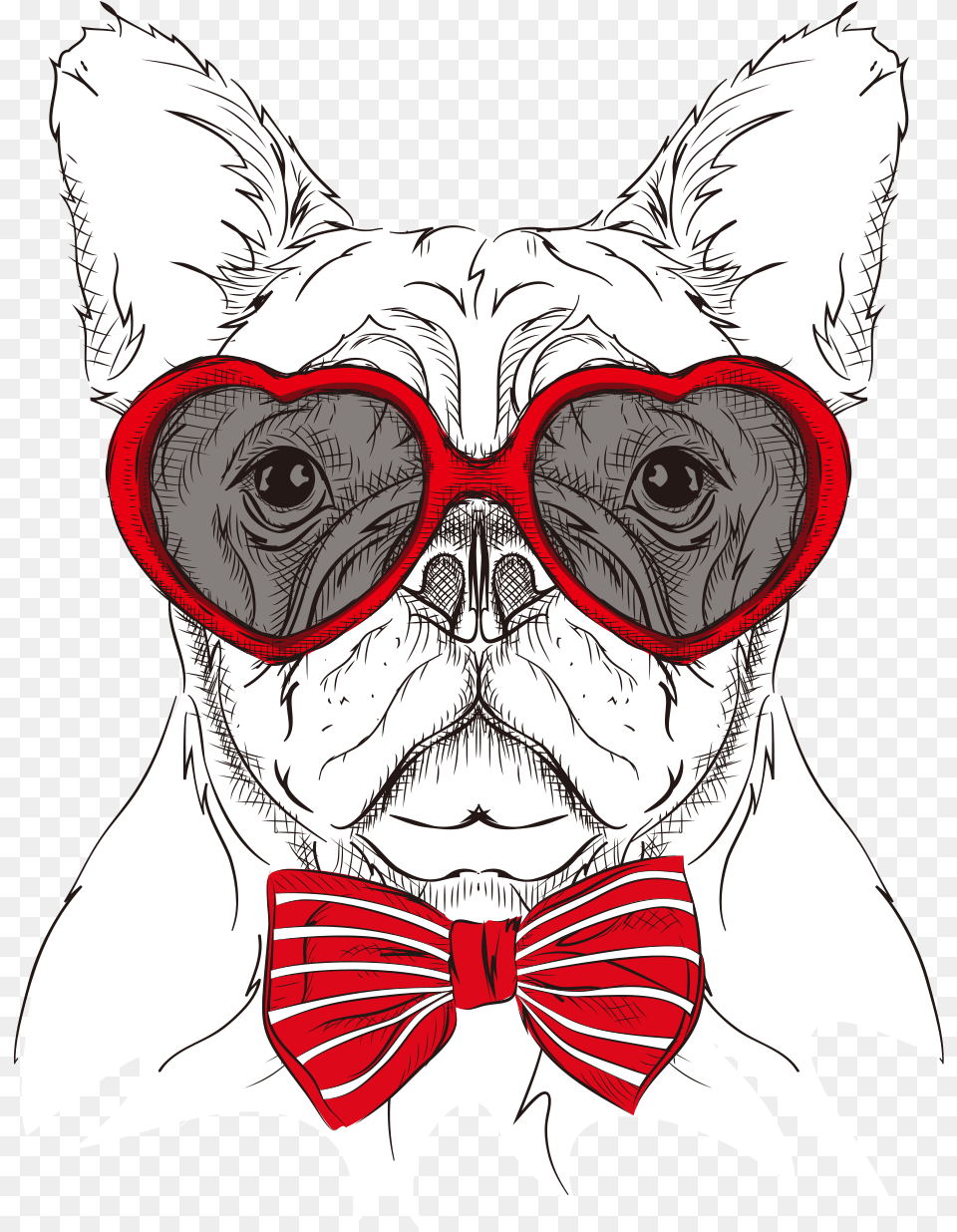 Cartoon Dog S Head Painted Glasses Bow Dog In Bowtie Clipart, Accessories, Sunglasses, Formal Wear, Tie Png