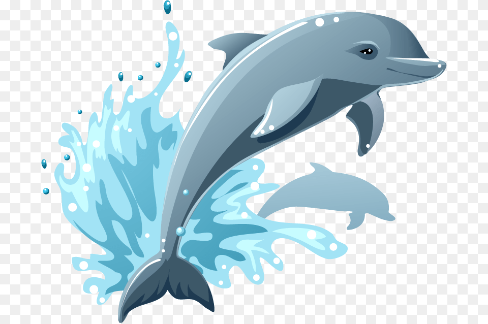 Cartoon Dolphin Jumping Out Of Water, Animal, Mammal, Sea Life Png Image