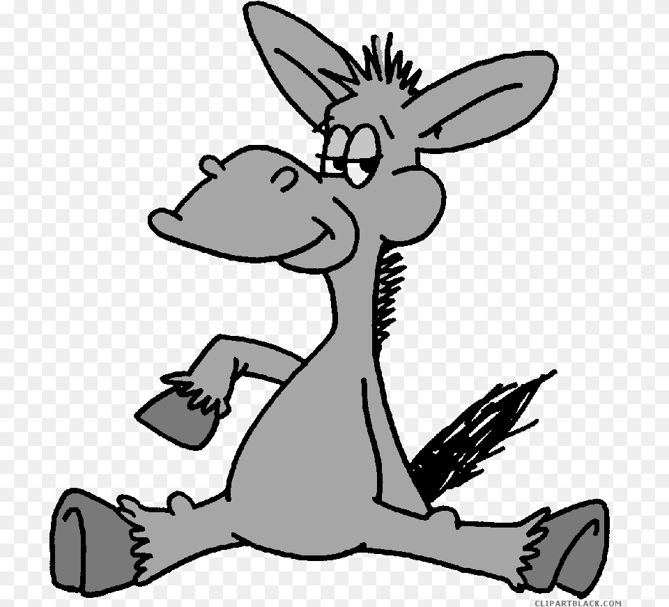 Cartoon Donkey Animal Black White Clipart, Stencil, Baby, Person, Mammal Free Transparent Png