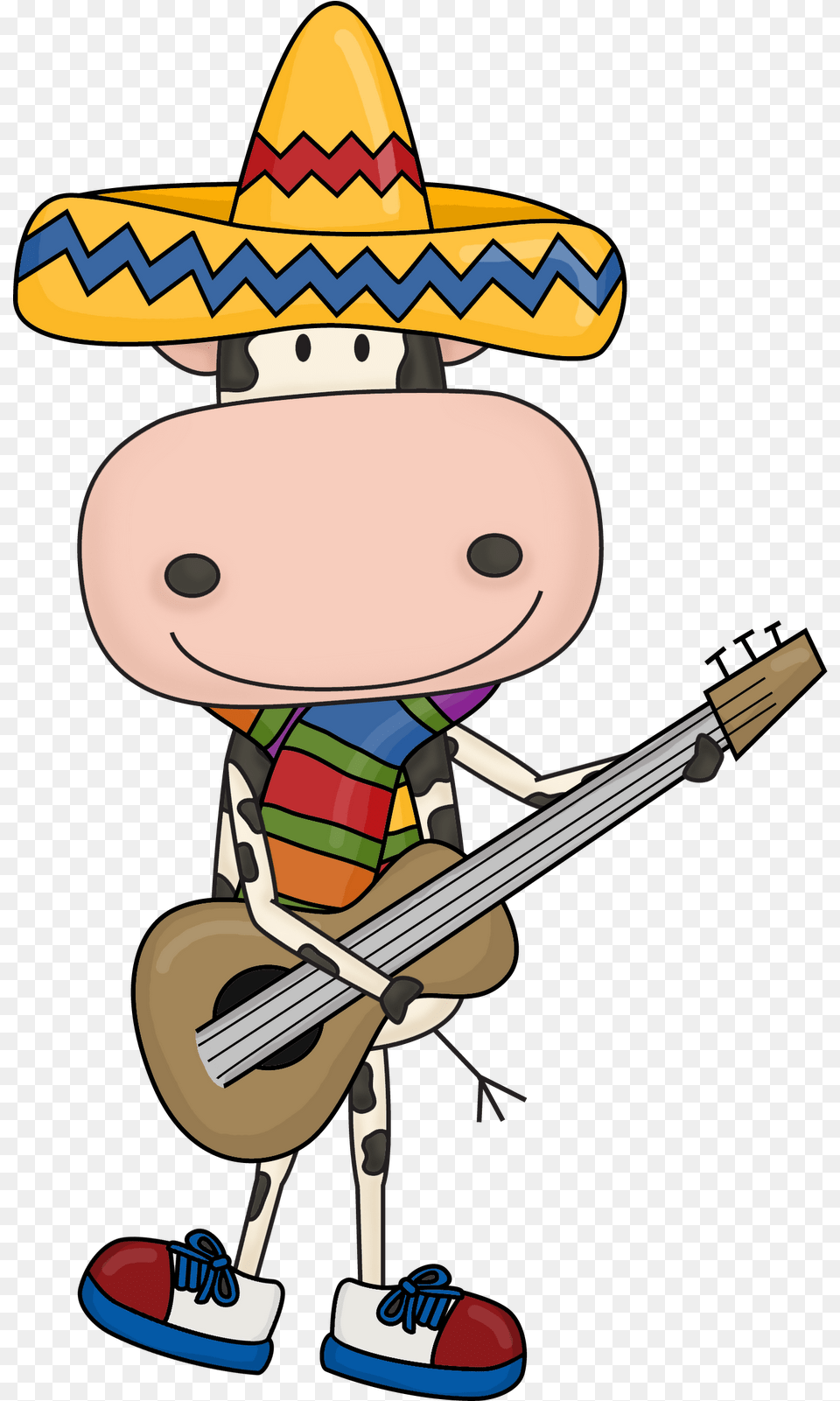 Cartoon Donkey In Mexican Hat Image Art, Clothing, Guitar, Musical Instrument, Baby Free Png