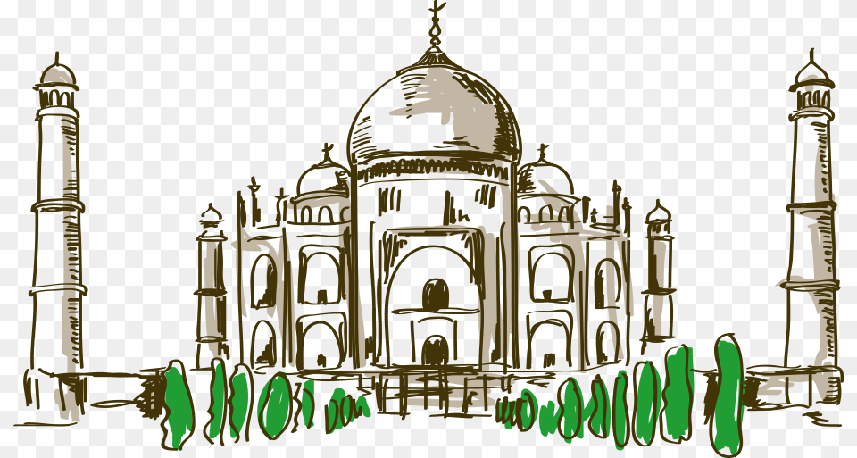 Cartoon Drawing At Getdrawings Easy Paintings Of Taj Mahal, Architecture, Building, Dome Free Png Download
