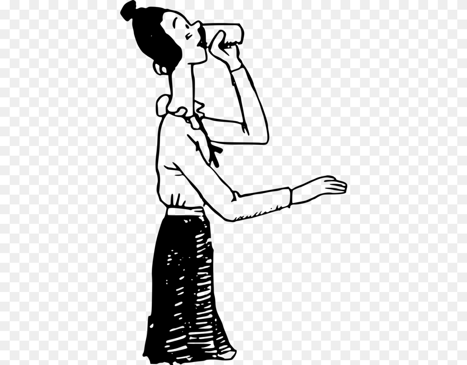 Cartoon Drinking Line Art Woman, Gray Free Transparent Png