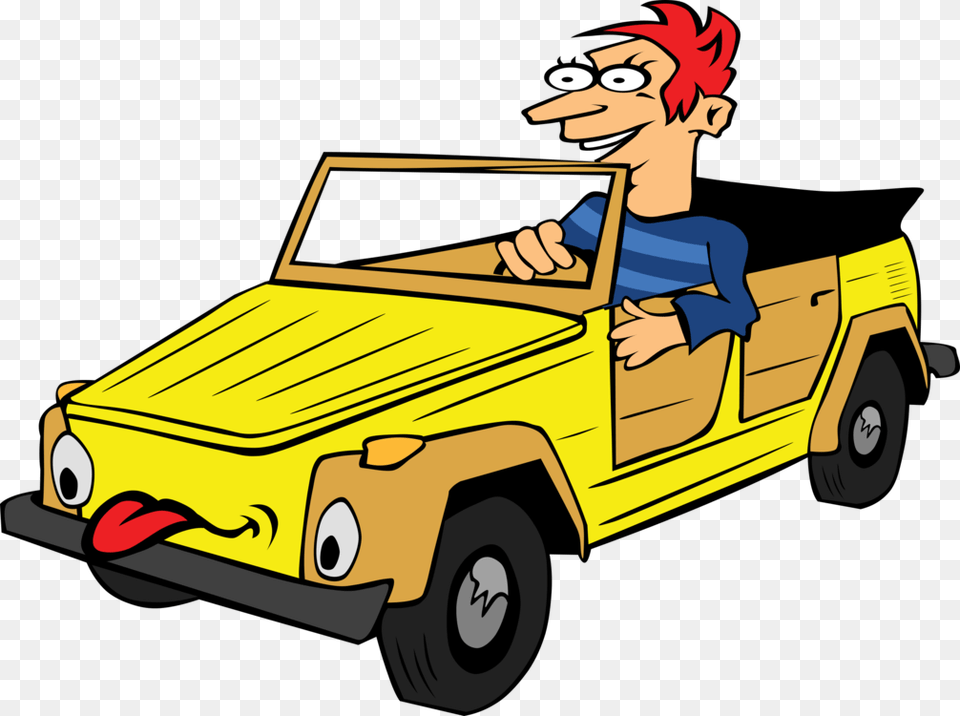 Cartoon Driving Volkswagen Beetle Toyota Sienna, Vehicle, Truck, Transportation, Pickup Truck Free Png