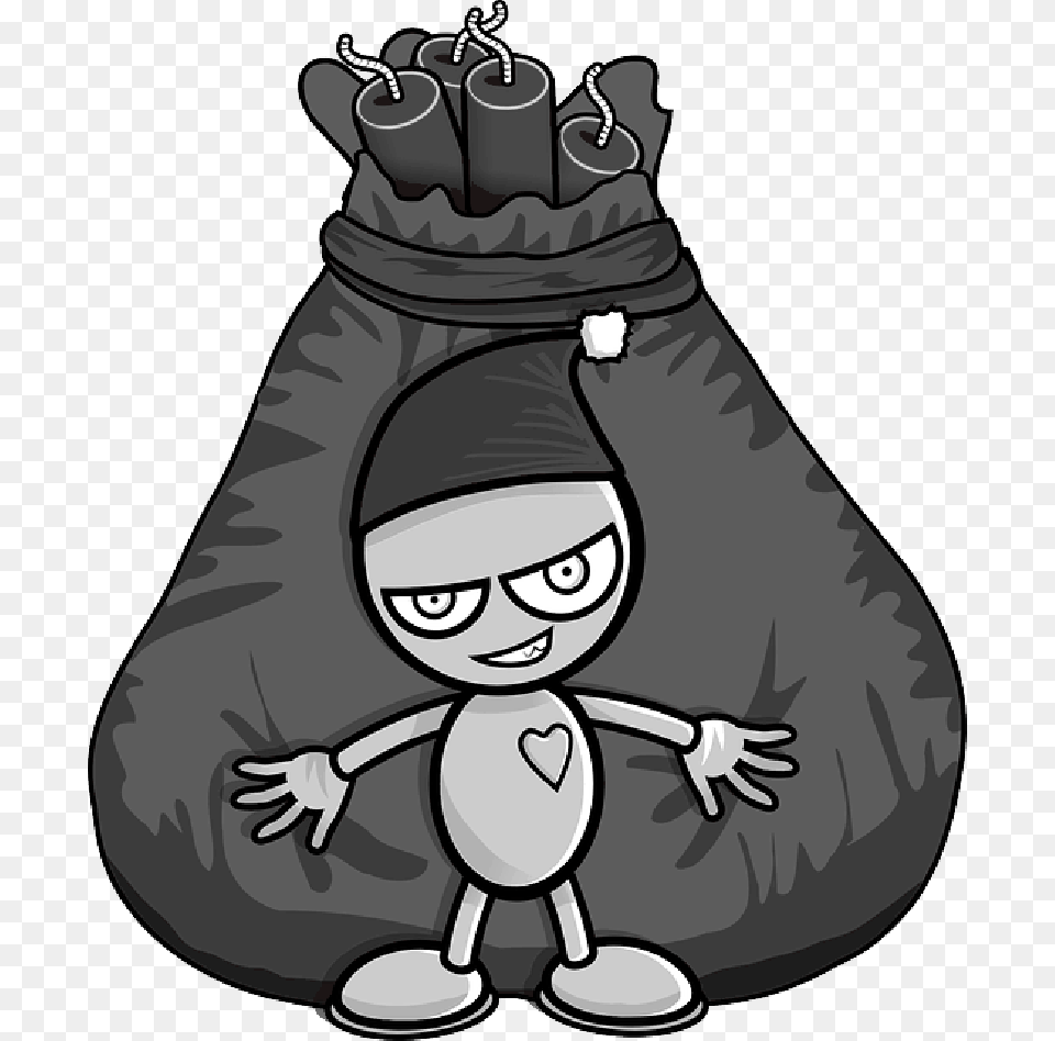 Cartoon Dynamite Explosives Mean Gangster, Bag, Face, Head, Person Free Png