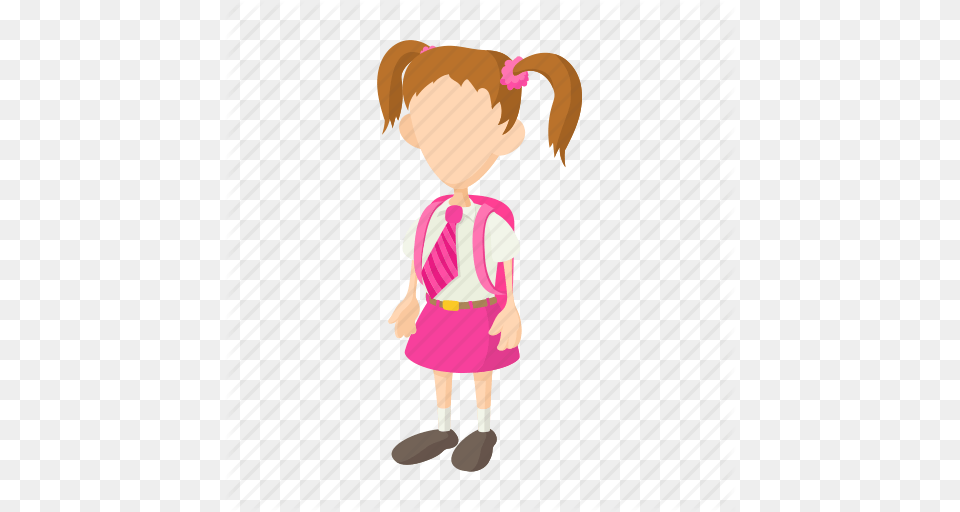 Cartoon Education Girl Kid School Student Uniform Icon, Baby, Person, Bag Free Transparent Png