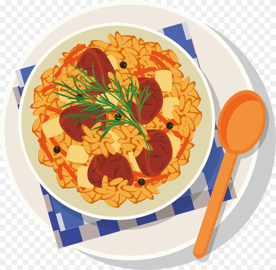 Cartoon Egg Fried Rice Vector Transprent Cartoon Fried Rice, Cutlery, Food, Meal, Spoon Png