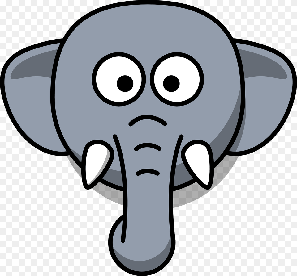 Cartoon Elephant Face Clipart, Animal, Mammal, Wildlife Png
