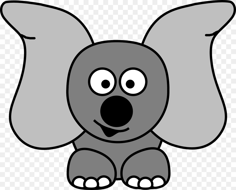 Cartoon Elephant With Big Ears Clipart, Snout, Animal, Face, Head Png Image