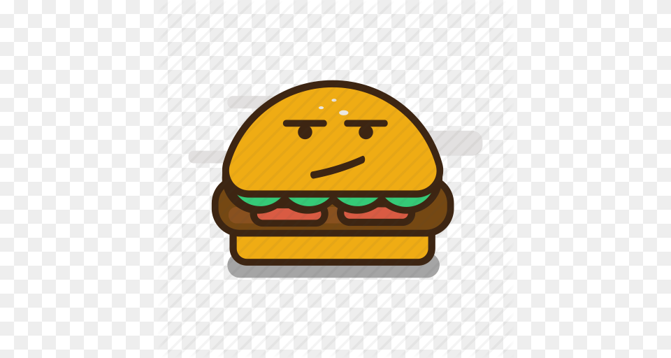 Cartoon Emoji Emoticon Expression Fast Food Hamburger Icon, Burger Png Image