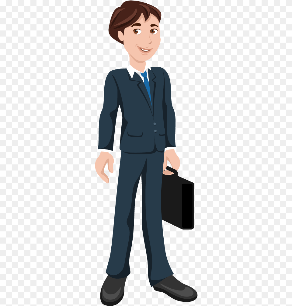 Cartoon Employee, Bag, Formal Wear, Suit, Clothing Free Png